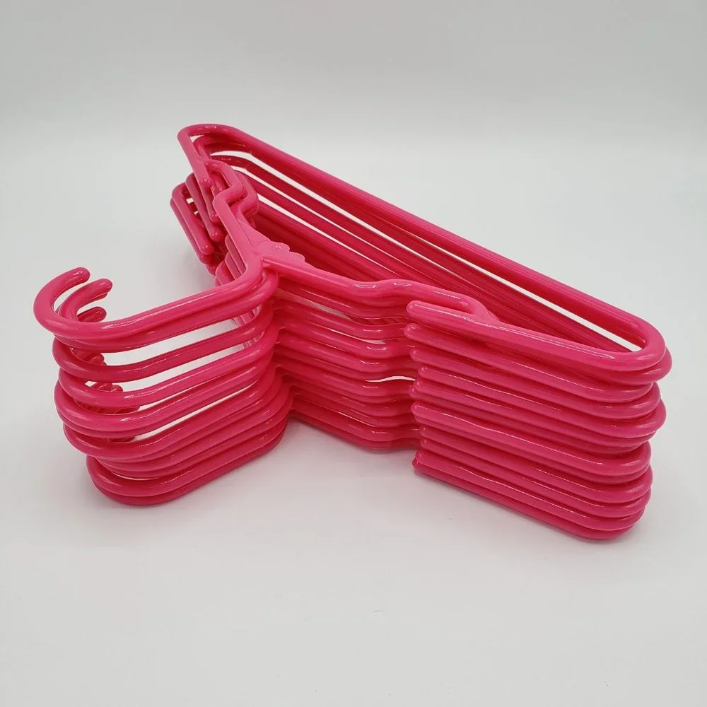 Lot of 17 Childrens Kids Clothes Hangers Plastic 16 Top Notched and 1 Pant Clips